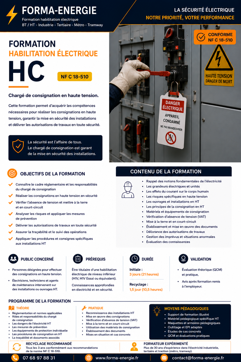 Fiche pédagogique habilitation électrique HC chargé de consignation haute tension